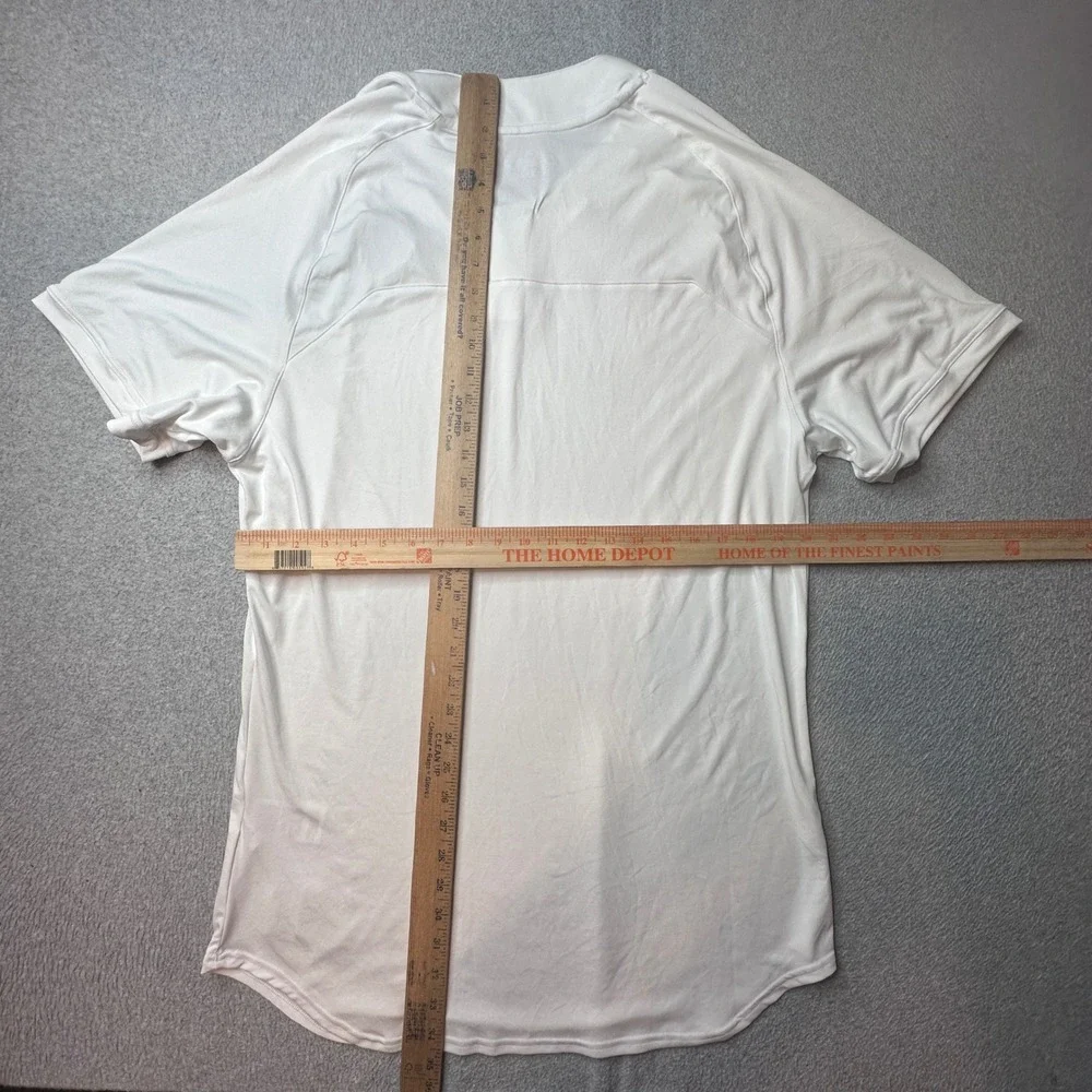 Adidas Jersey Mens XL White Climalite Baseball Henley Short Sleeve Logo Athletic